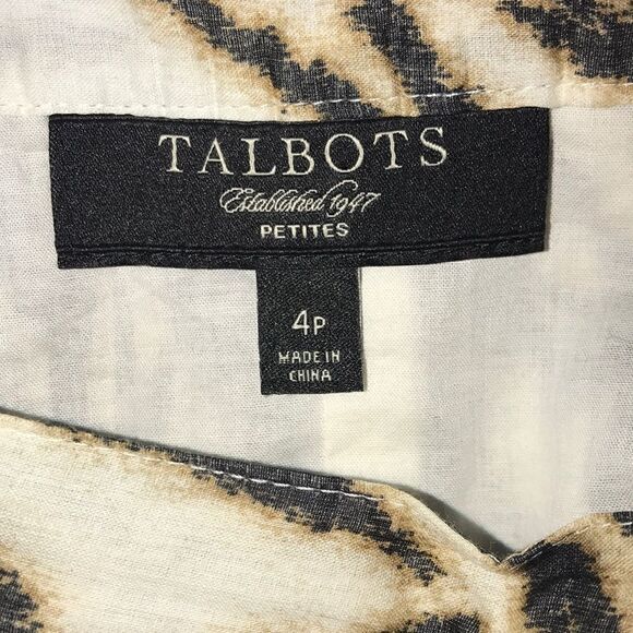 Talbots Petite skirt career brown tan geometric cotton lined Sz 4P - Picture 2 of 5